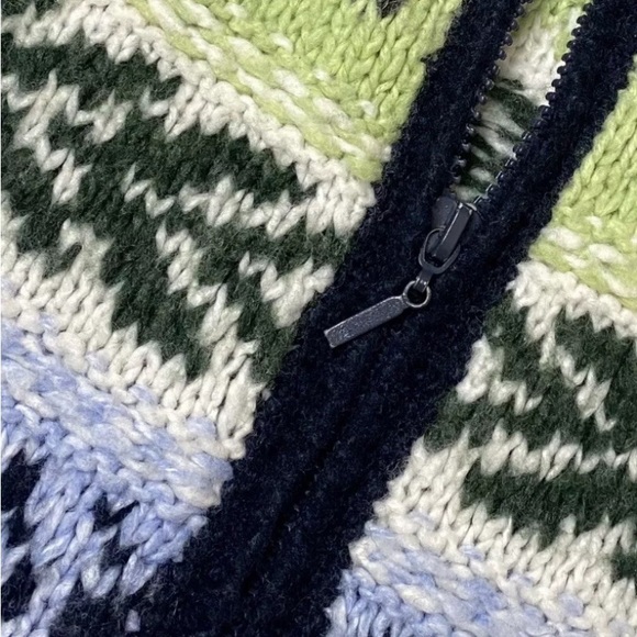 Vintage Fair Isle Zip Cardigan 90s Retro Tangents Wool Blend Sweater Women's S - Picture 4 of 11